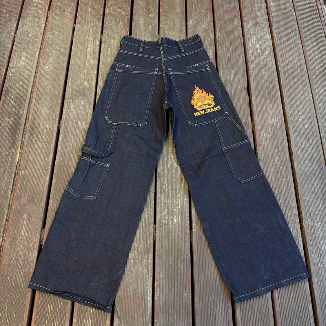 뉴진스 자수 데님팬츠 오렌지 상품이미지2