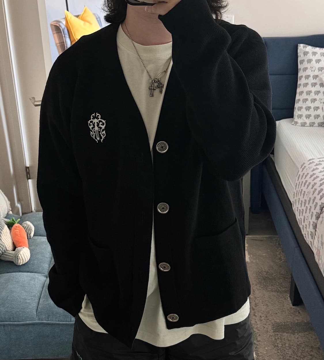 [L] 크롬하츠 바인대거 라이크라 송치 캐시미어 가디건 상품이미지10