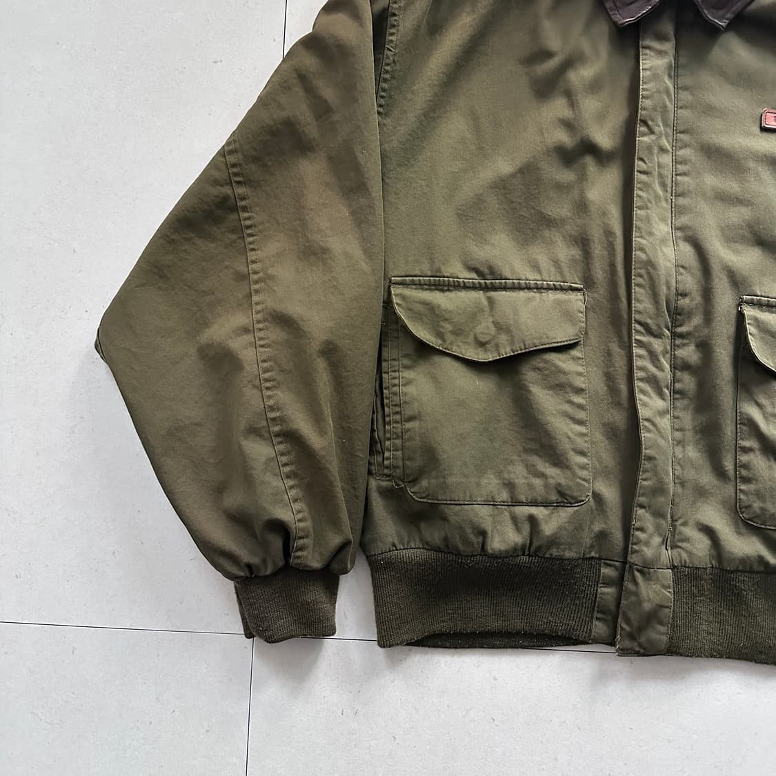 90s 쿠퍼 A-2 타입 코튼 플라이트 자켓 S 가죽 카라 상품이미지4