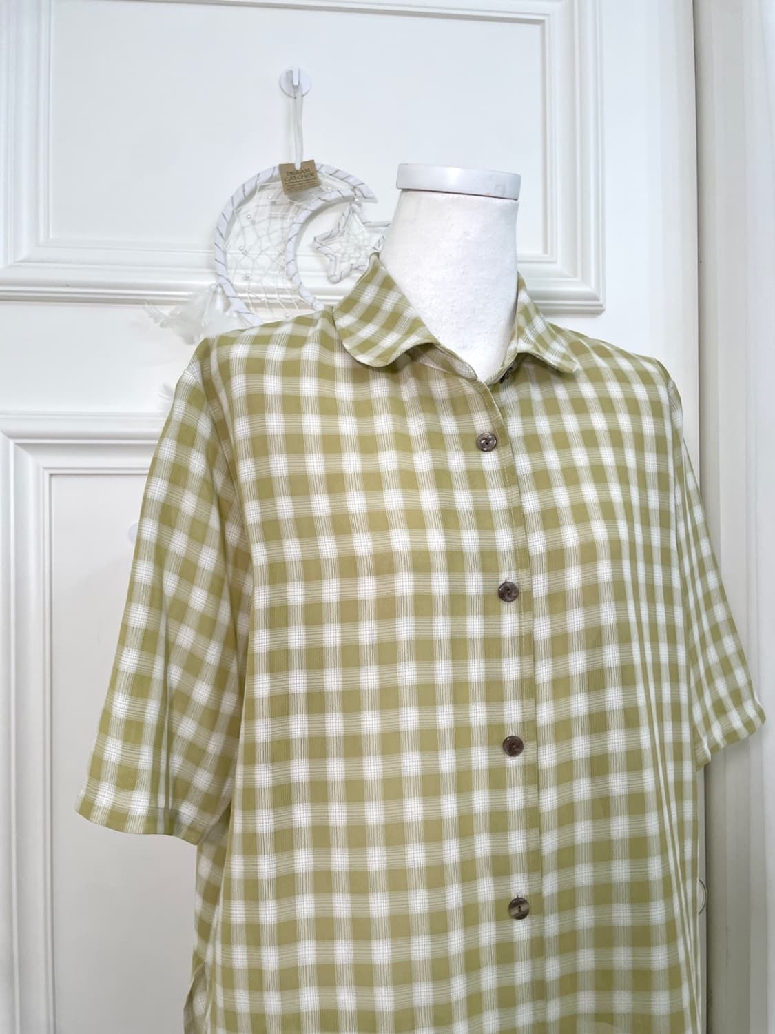 khaki check summer half shirt 상품이미지5