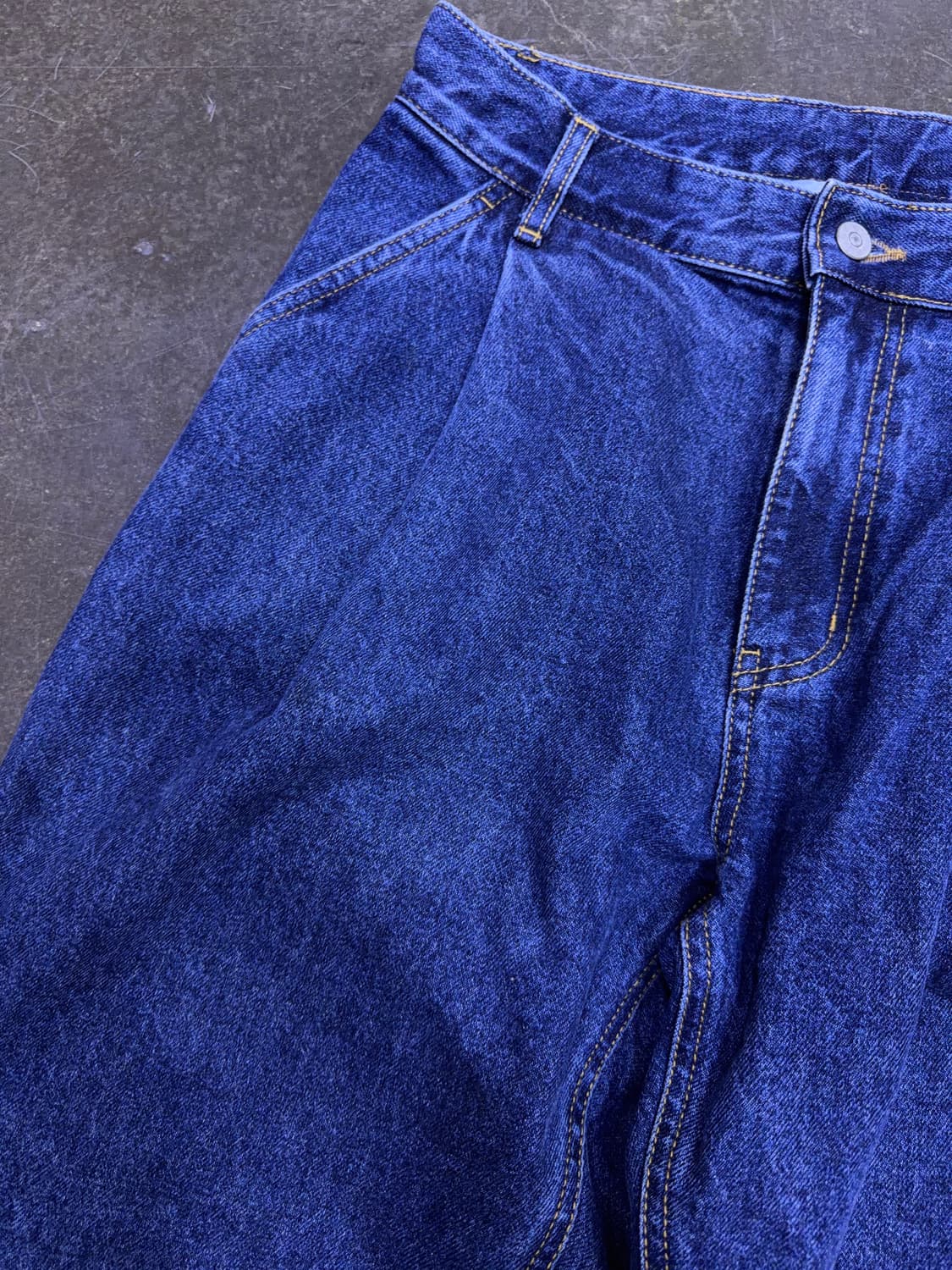 유니폼브릿지 와이드 원턱 데님팬츠 인디고 M 상품이미지4