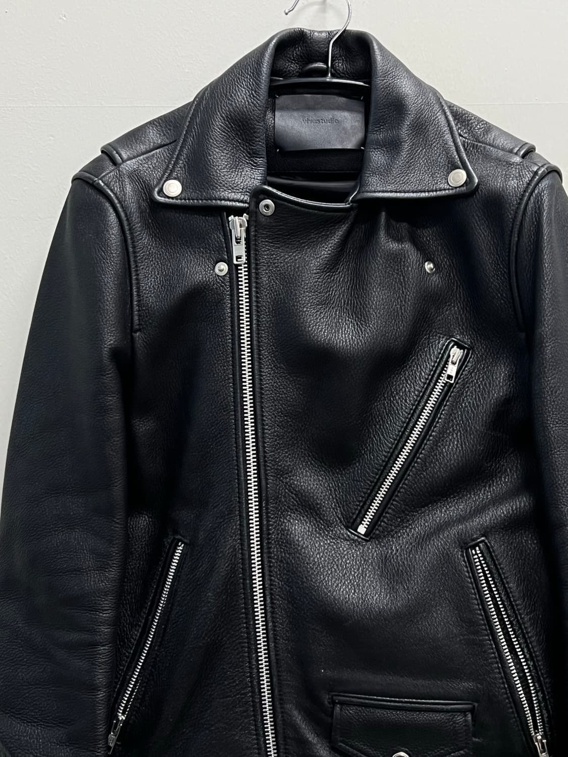 (S) 비바스튜디오 소가죽 라이더 자켓 블랙 상품이미지3