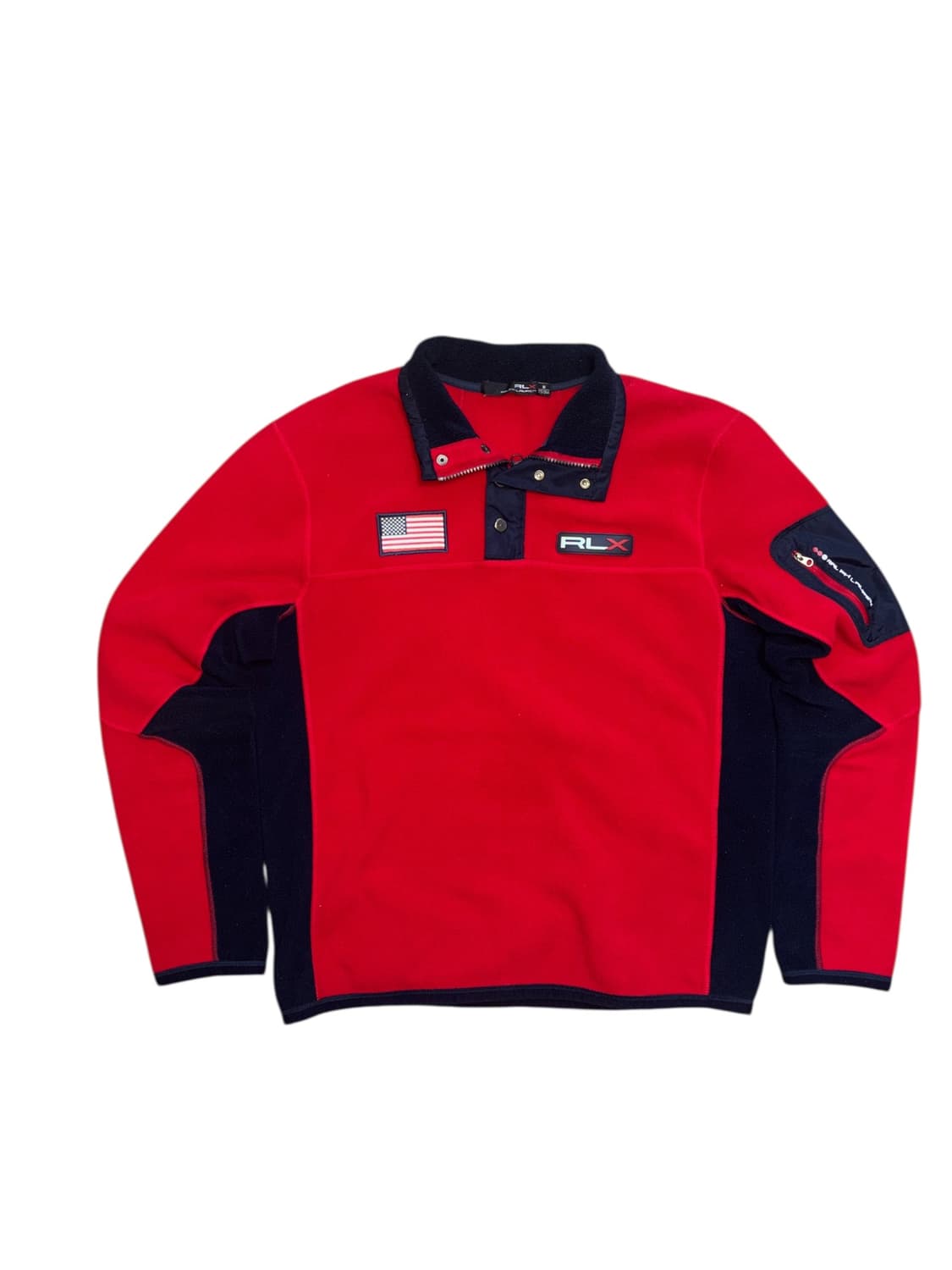 폴로 랄프로렌 rlx 반집업 성조기 후리스 스냅티 상품이미지1