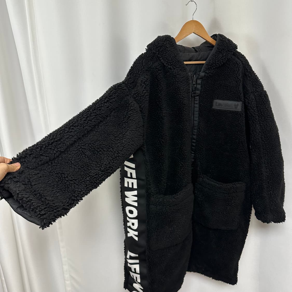  라이프워크 남성 양면 후드롱패딩 점퍼 검정 FREE 상품이미지2