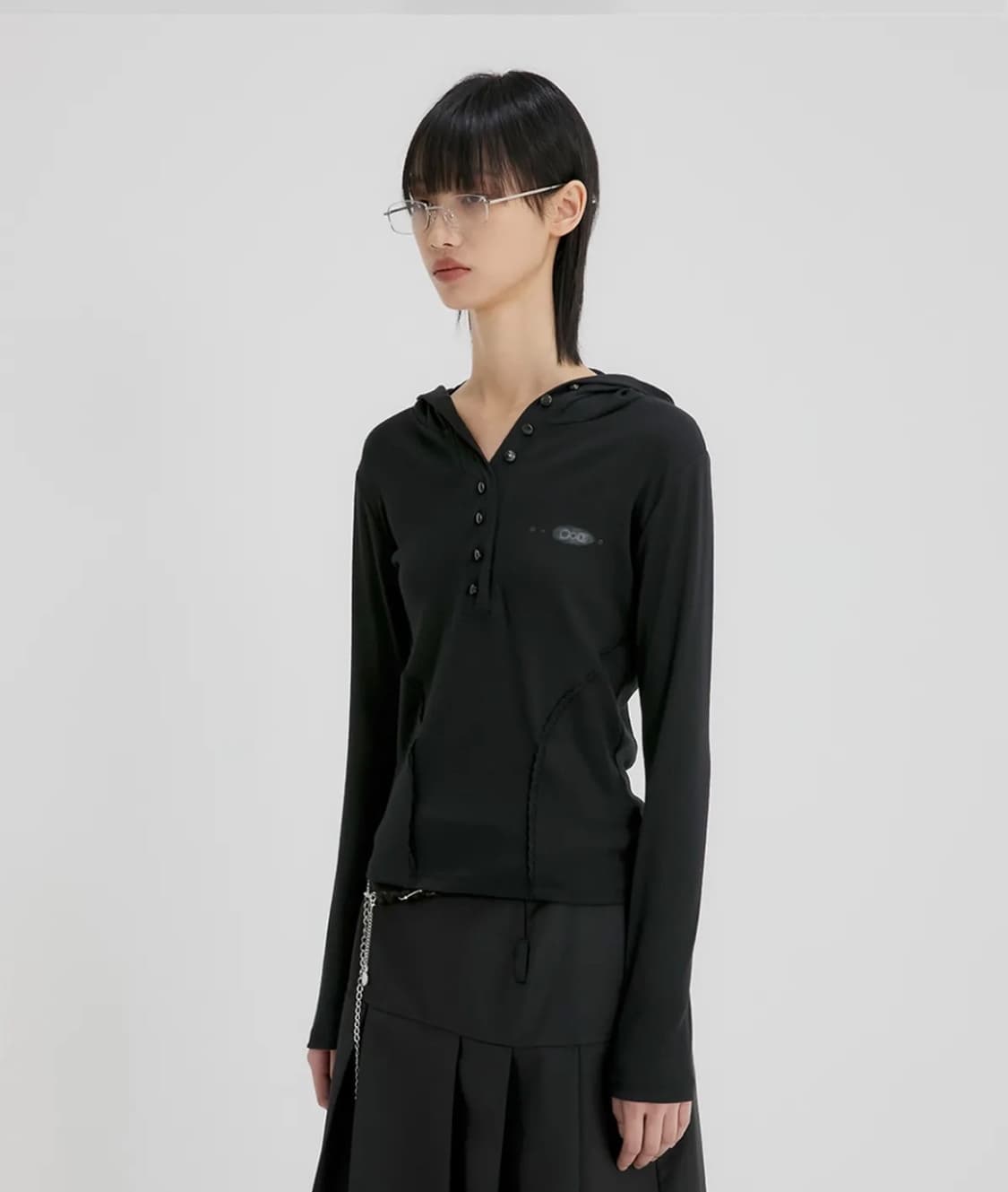 플레어업 Button Up Lace Hoodie 블랙 상품이미지2