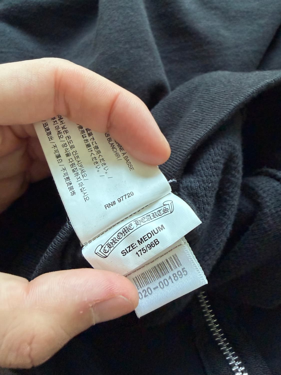 [M] 크롬하츠 레터링 헤비웨이트 후드집업 하늘색 블랙 상품이미지9