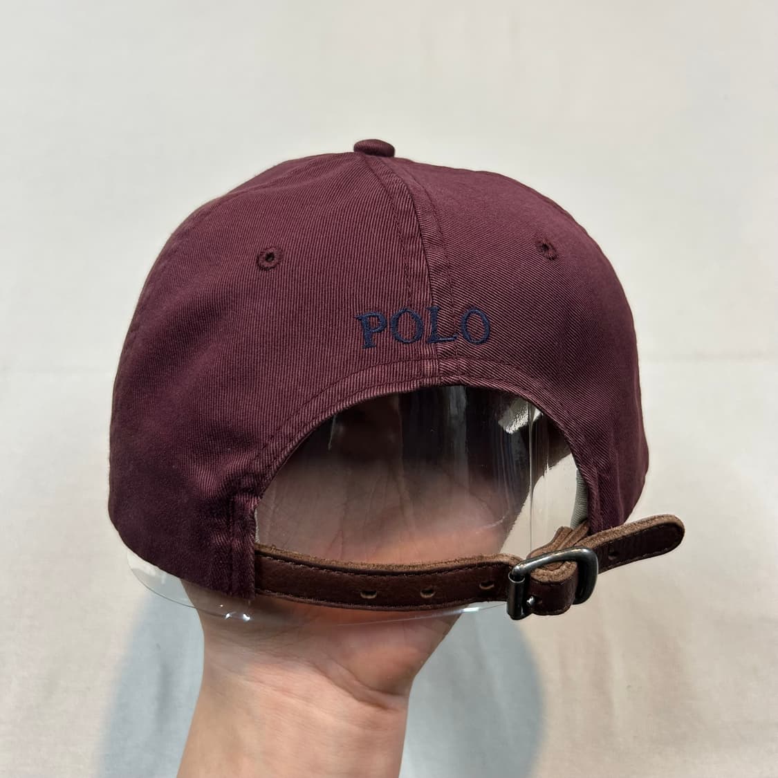 폴로 랄프로렌 버건디 볼캡 모자 가죽스트랩 정품 상품이미지4