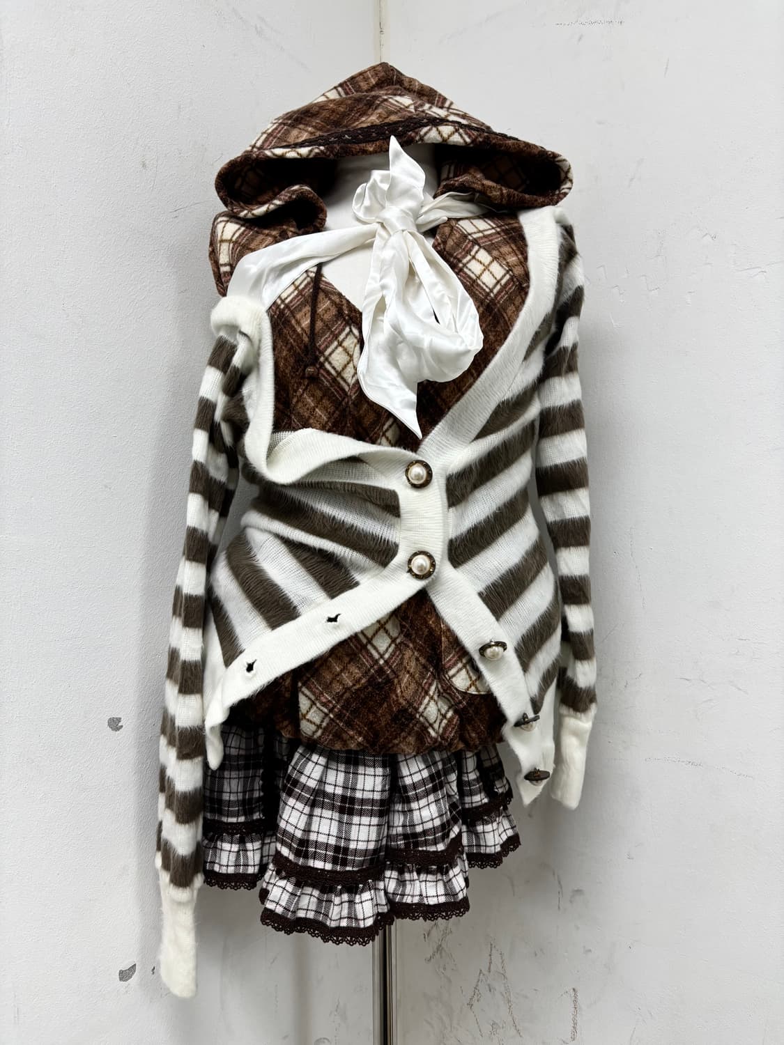 [Tralala]Hime-Gal pinterest Brown Stripe 상품이미지8