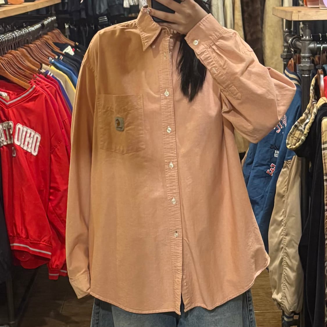 [HI] Carhartt 칼하트 긴팔셔츠 피치핑크 상품이미지1