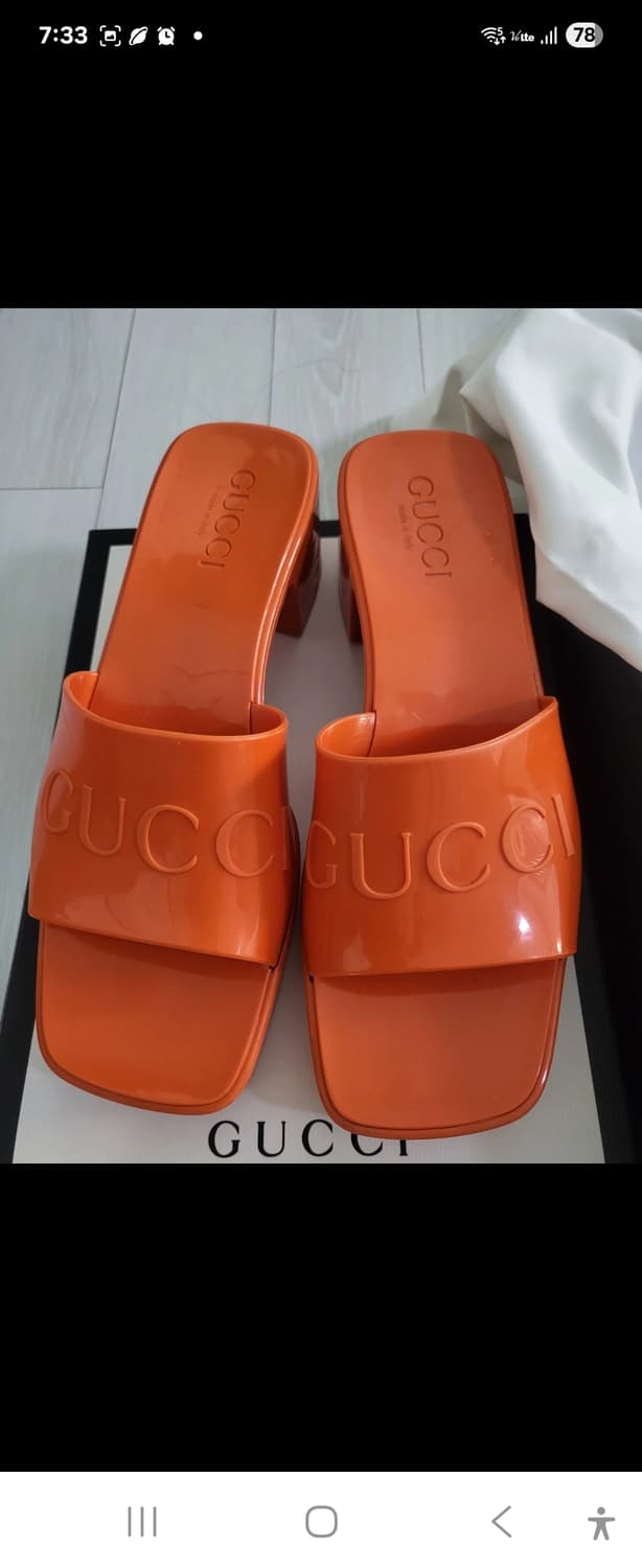 (정품)구찌 젤리 오렌지 뮬 힐 220-230 상품이미지1