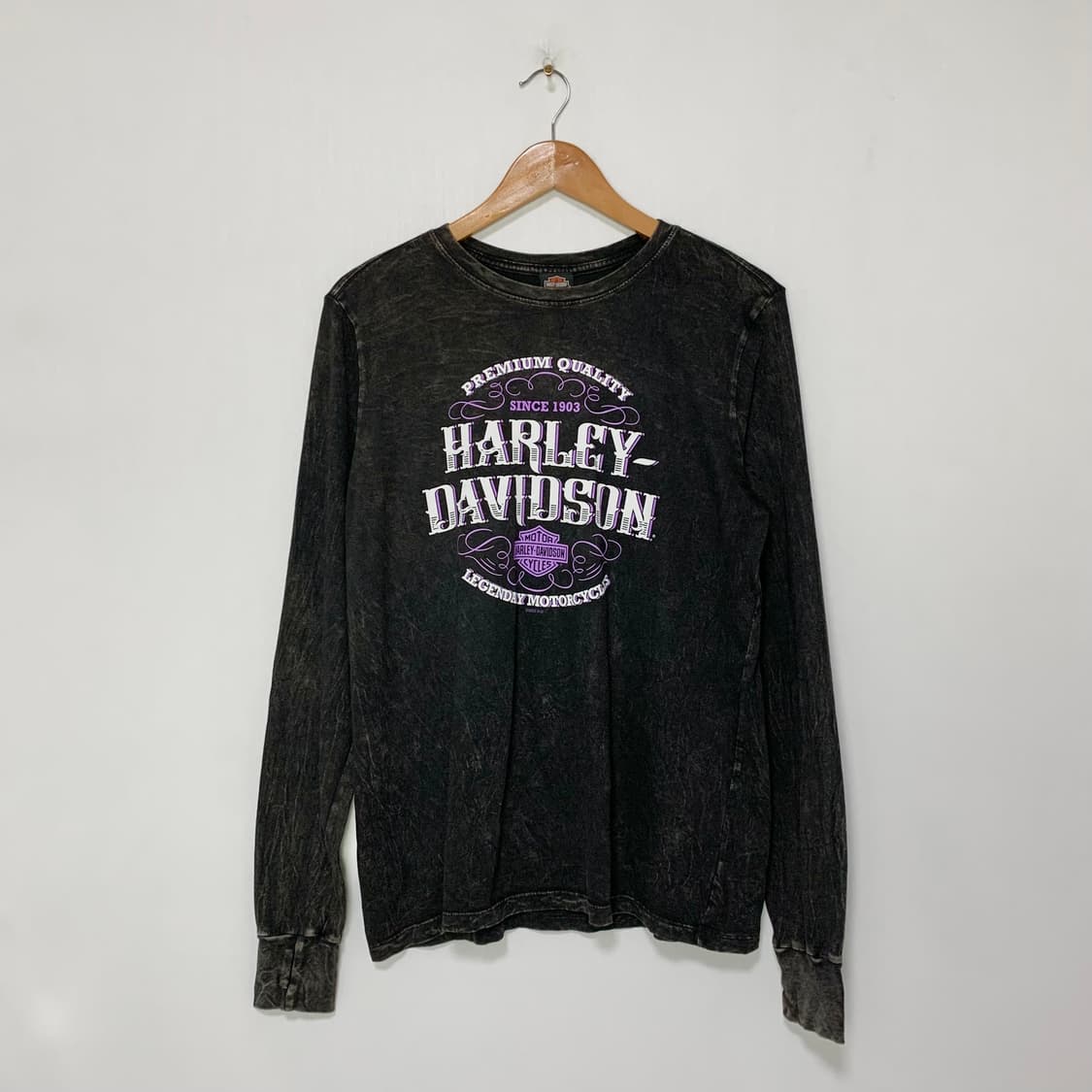 할리데이비슨 빈티지 워싱 레터링 프린팅 롱슬리브 y2k 남녀공용 상품이미지1