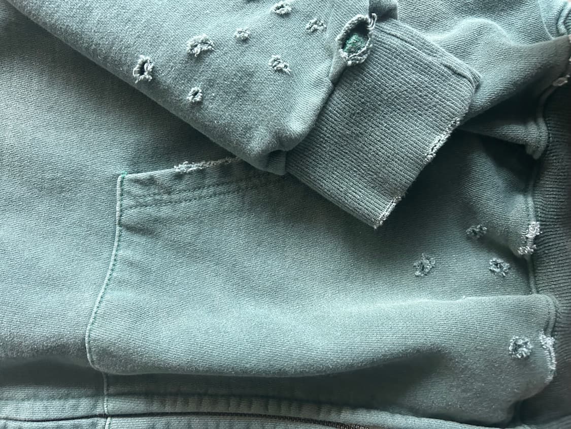 선데이오프클럽 뷰티 집업 후드 워시드 그린 상품이미지4