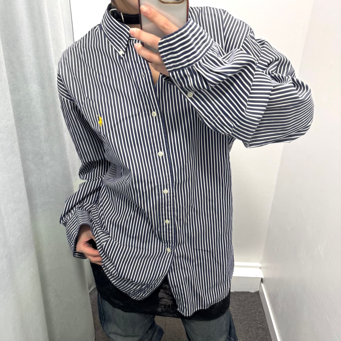 폴로 네이비 스트라이프 셔츠 상품이미지1