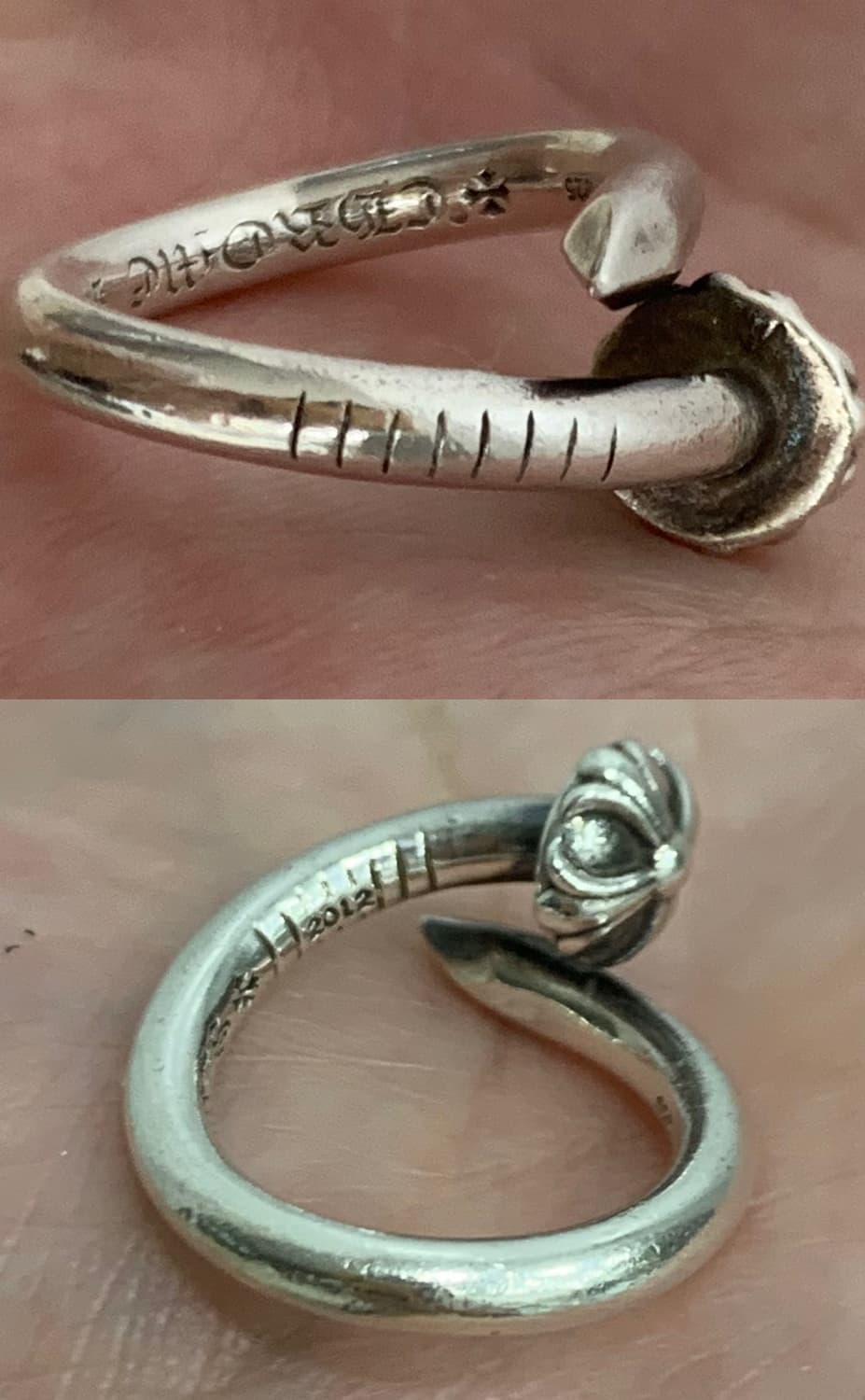 [US 4.5]크롬하츠 크로스볼 네일링 못 반지 상품이미지3