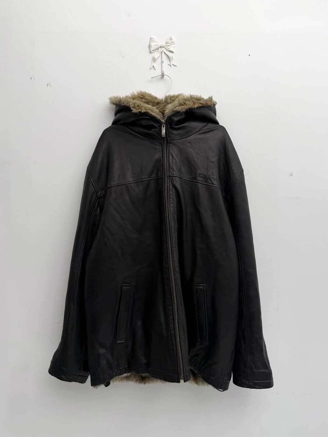 리버시블 브라운 퍼 레더 후드집업 상품이미지9