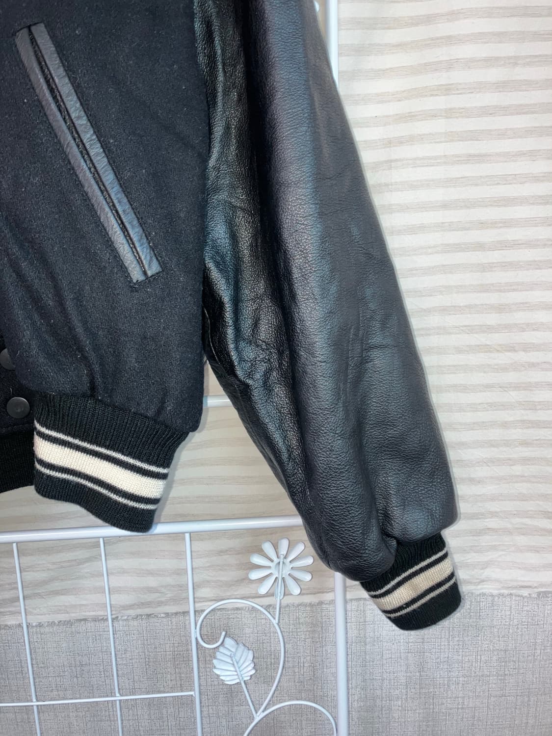 프리미엄 블랙 M 와펜 야구 점퍼 y2k 스트릿 갸루 펑키 일본빈티지 상품이미지4