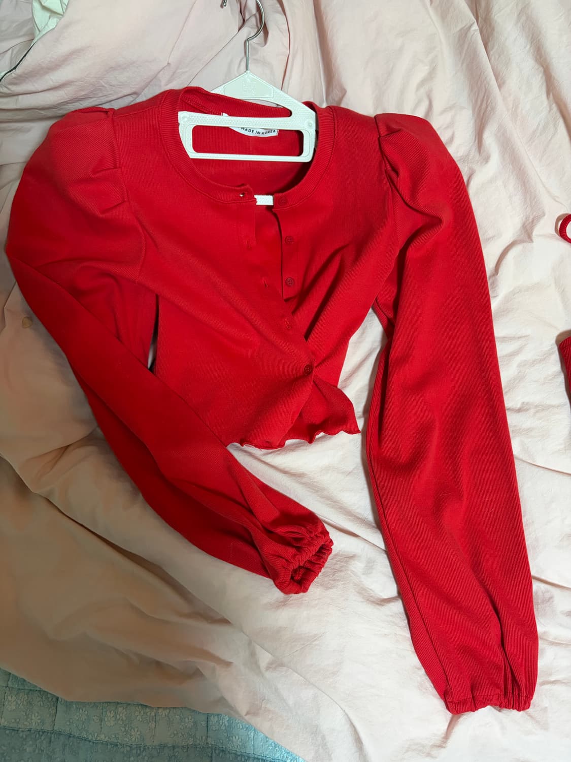 레드 퍼프가디건 (미니탑세트)거의새옷/어깨패드 상품이미지5