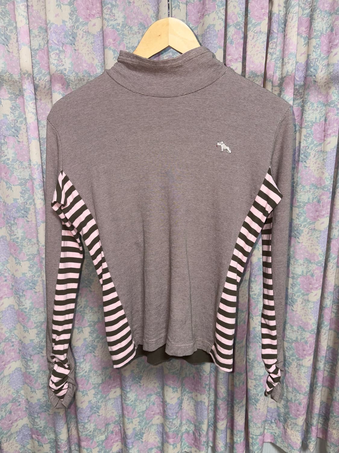 핑크 브라운 스트라이프 반목 티셔츠 상품이미지6