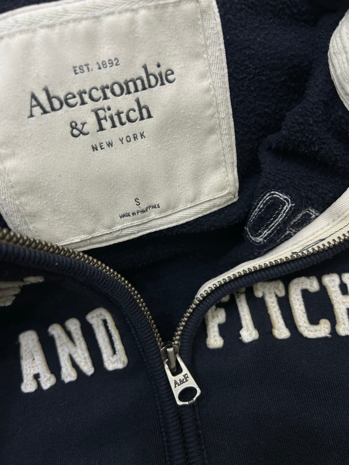 [S]아베크롬비 스펠아웃 후드집업/네이비/기모 상품이미지5