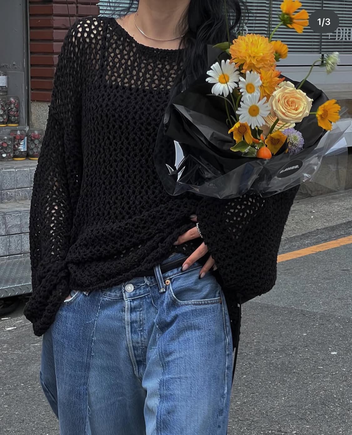 트리밍버드 Boat neck net knit [Black] 상품이미지1