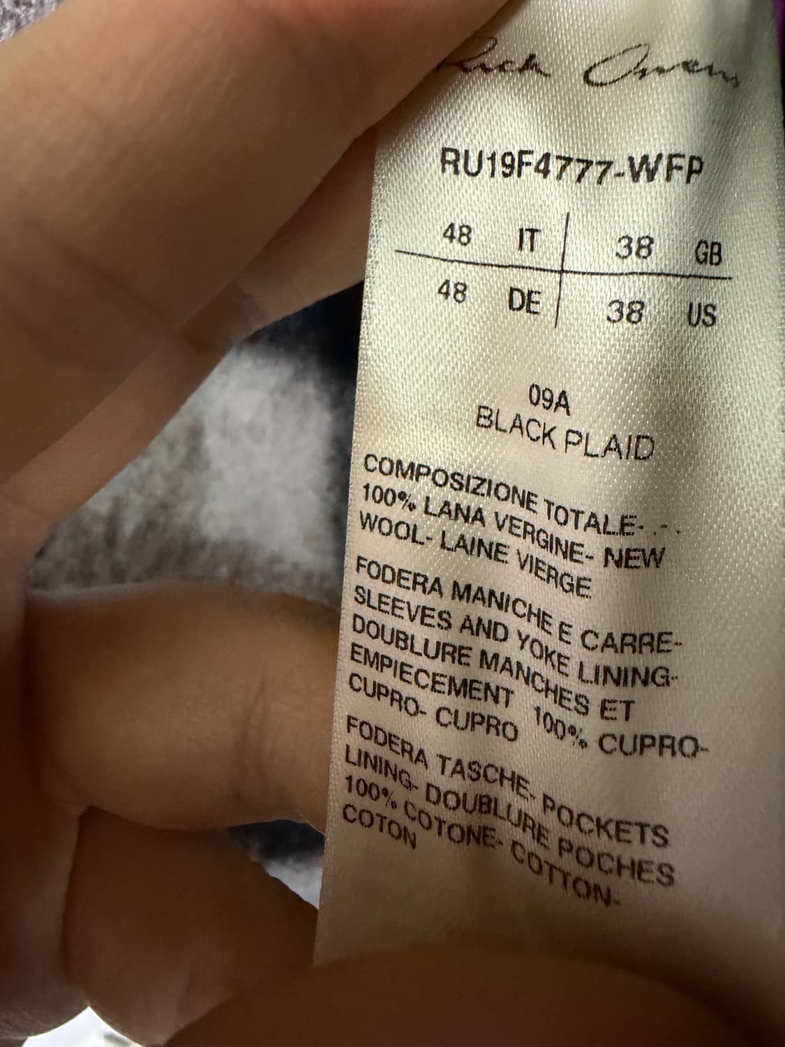 [48] 릭오웬스 울 플란넬 오버셔츠 상품이미지5