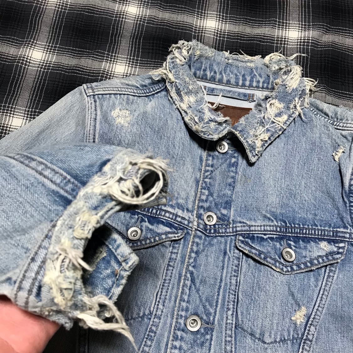 레어 90s 재팬 y2k Goa 디스트레드 데님 자켓 상품이미지3