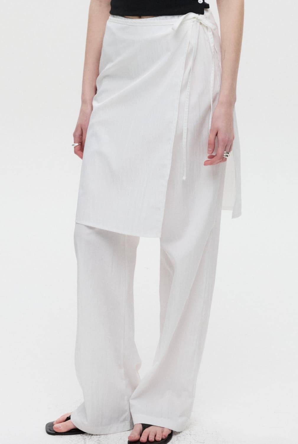 Dnsr 스커트 레이어드 팬츠 화이트 OS 상품이미지1