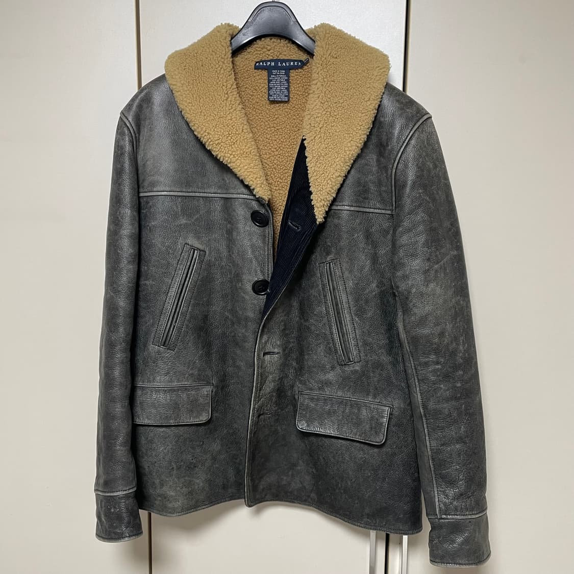 폴로 랄프로렌 여성 시어링 가죽 카 코트 M 상품이미지1