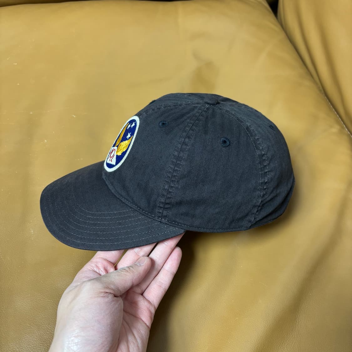 RRL 더블알엘 랄프로렌 폴로 윙로고 6패널 볼캡 모자 워시드 블랙 상품이미지4