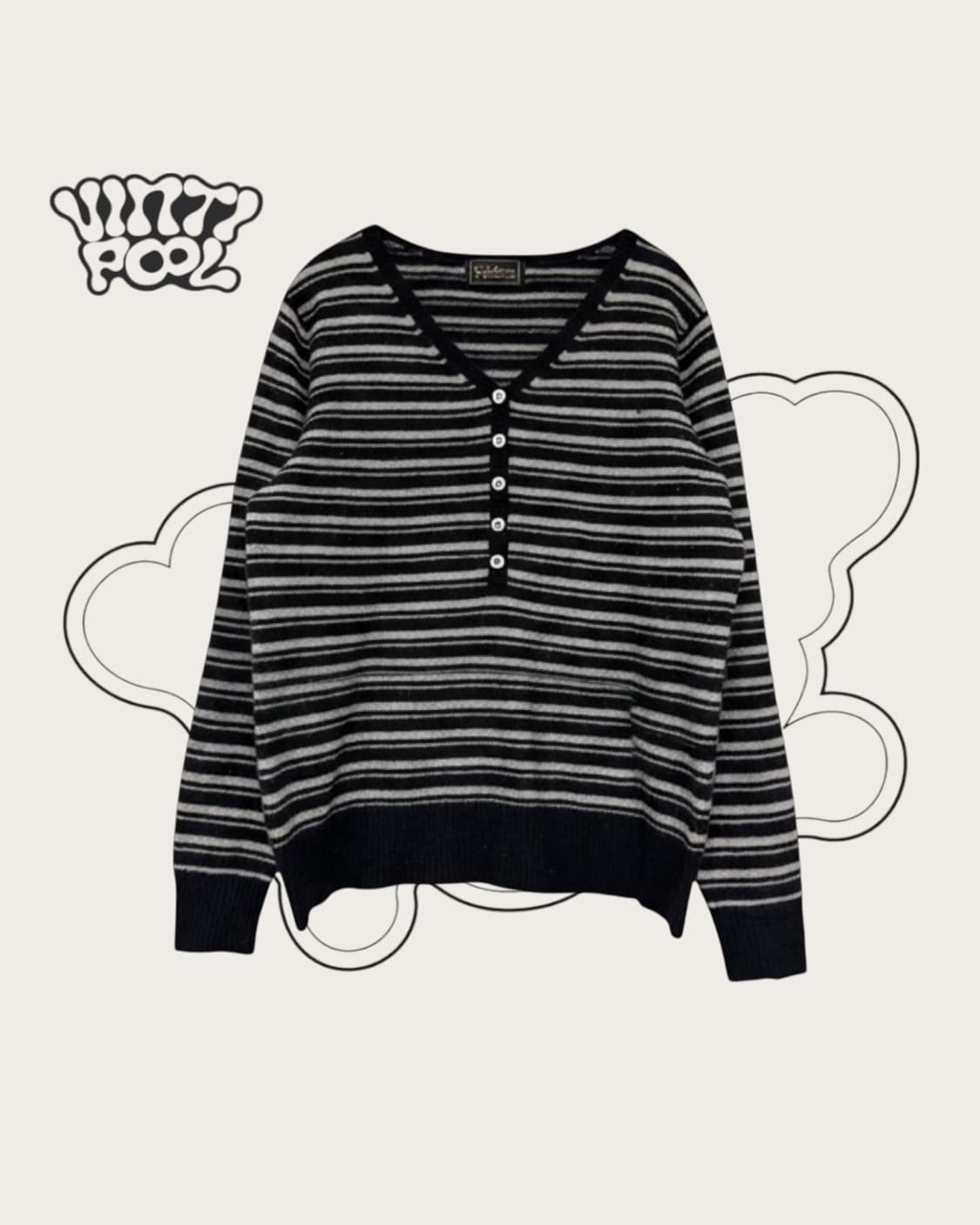 일본빈티지 캐시미어 100% 단가라 브이넥 니트 L 상품이미지1