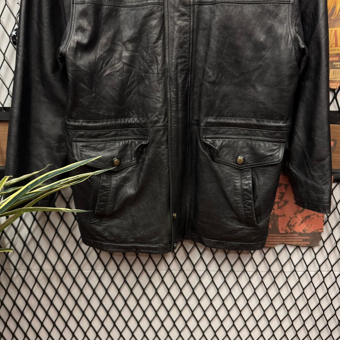 WORLD POLO 빈티지 리얼 레더 퍼카라 자켓 투포켓 포인트 블랙 상품이미지4