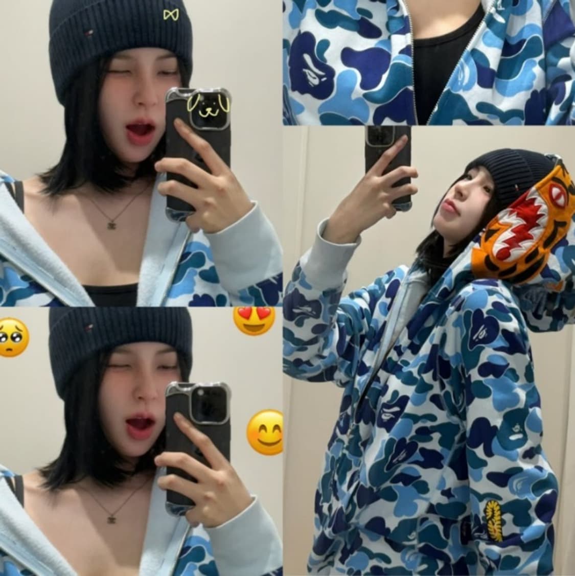 베이프 ABC 카모 타이거 후드집업 블루 상품이미지3