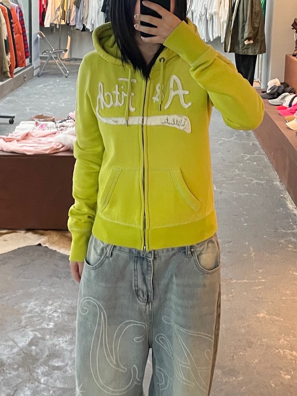 아베크롬비 y2k 라임 그린 후드집업 H1875 상품이미지1