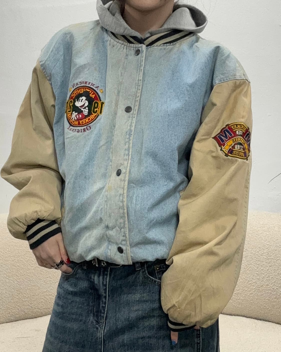 80s 올드스쿨 디즈니 데님 스타디움 바시티 jk 상품이미지2