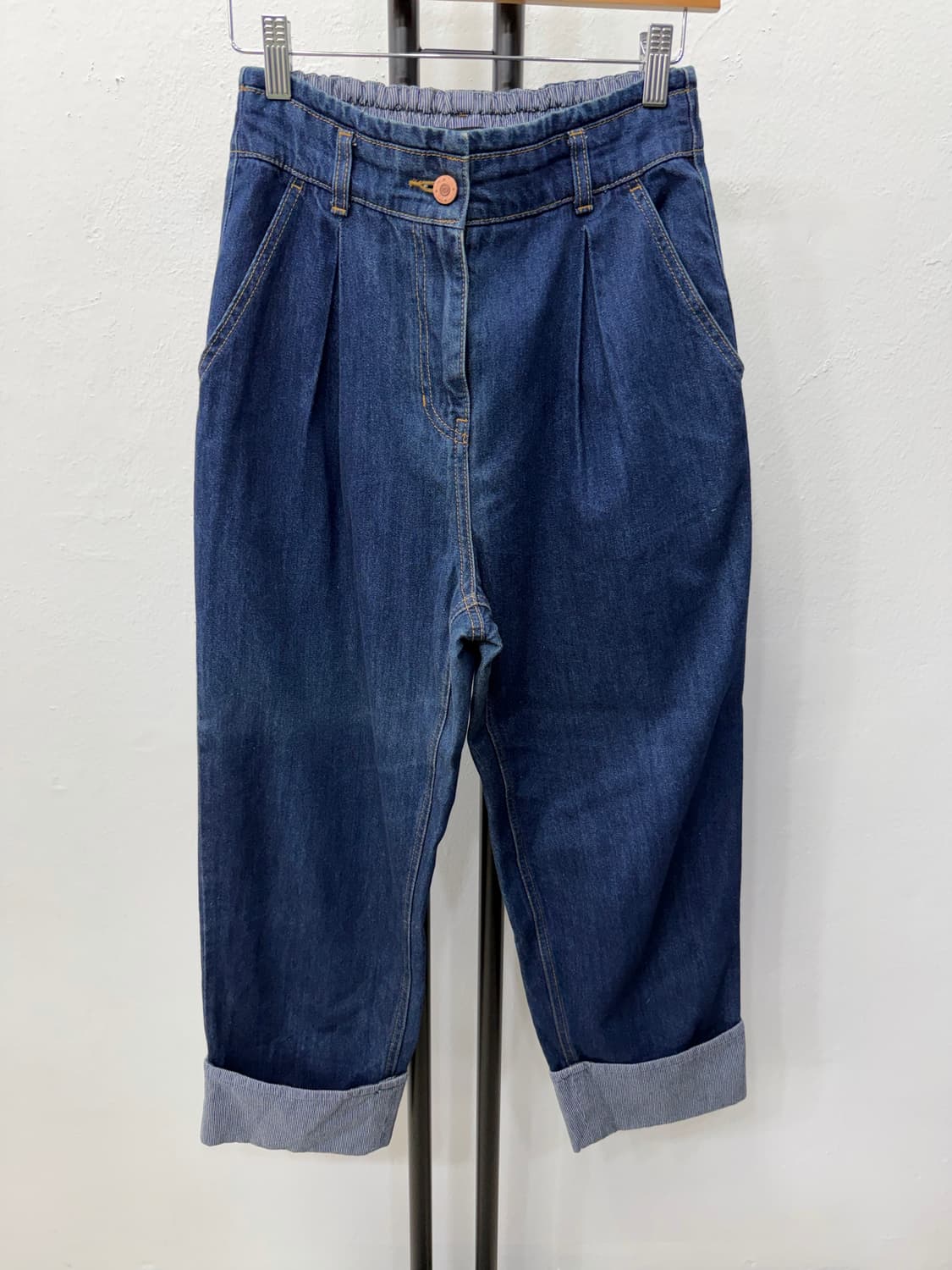 정품) 럭키슈에뜨 밴딩 롤업 데님 팬츠 36 상품이미지1