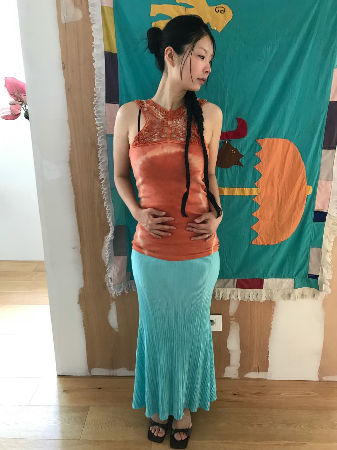 vintage orange lace sleeveless 상품이미지3