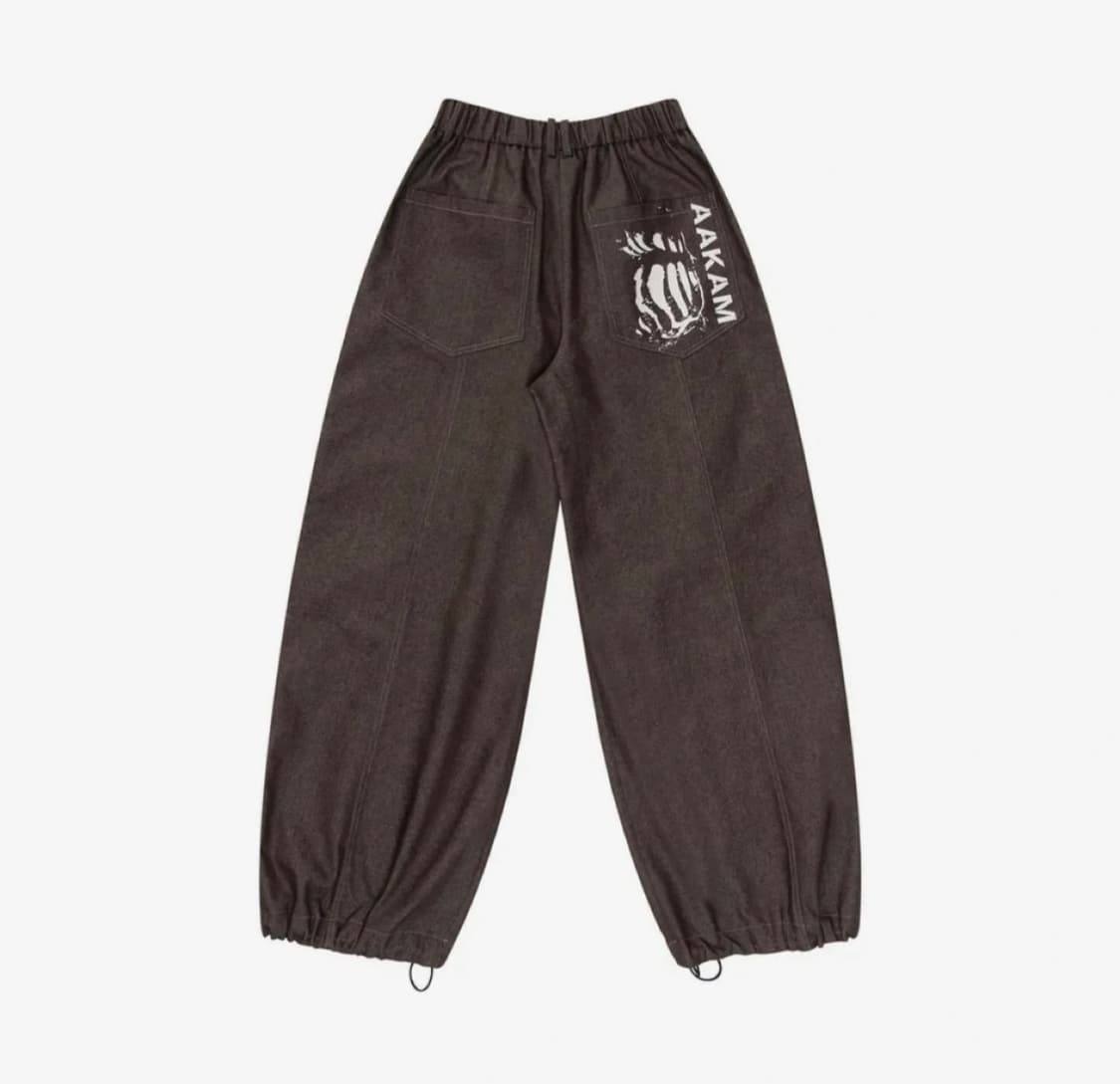 아캄 Knee Pin-tuck Printed Denim Pants (Br 상품이미지2