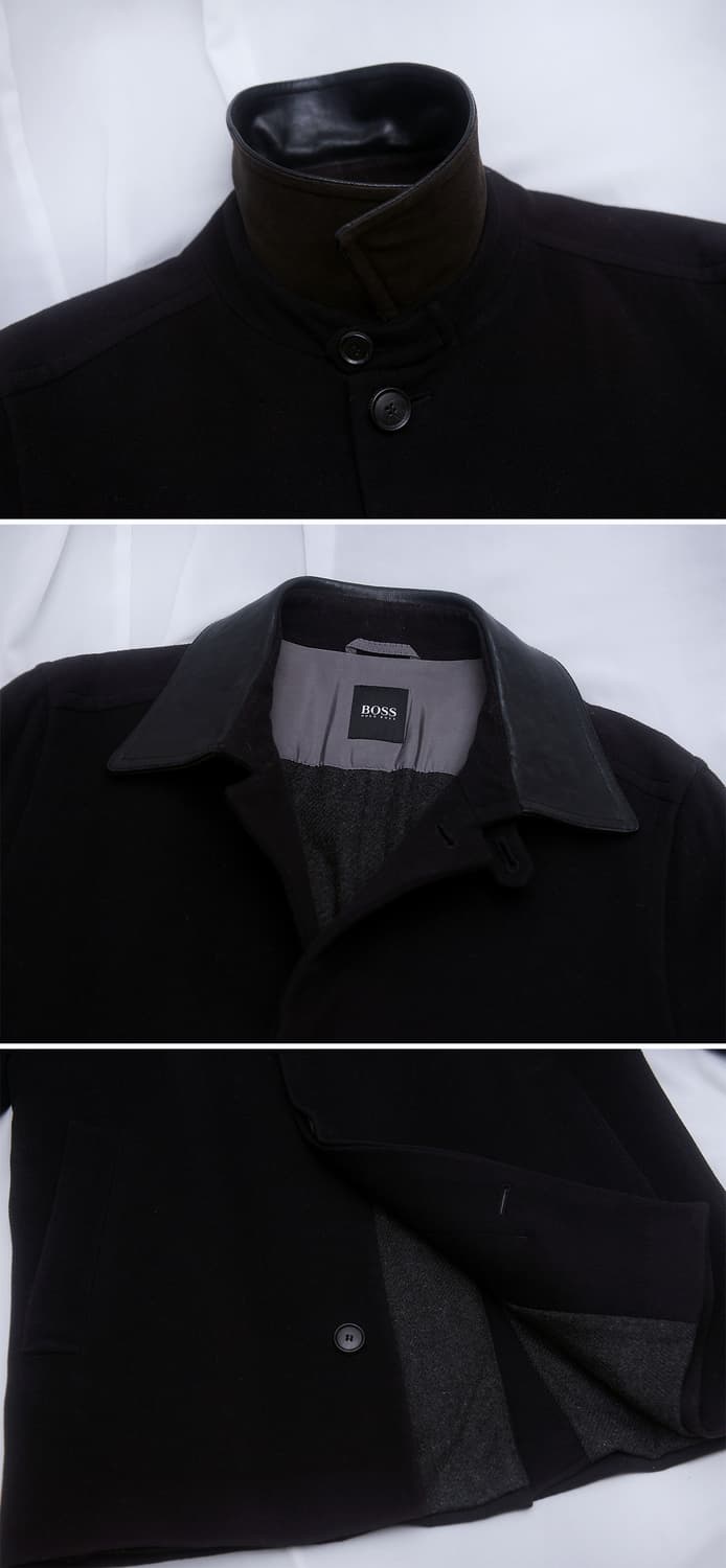 휴고 보스 가죽 넥카라 버진울 캐시미어 싱글 맥코트 (100-105) 상품이미지4