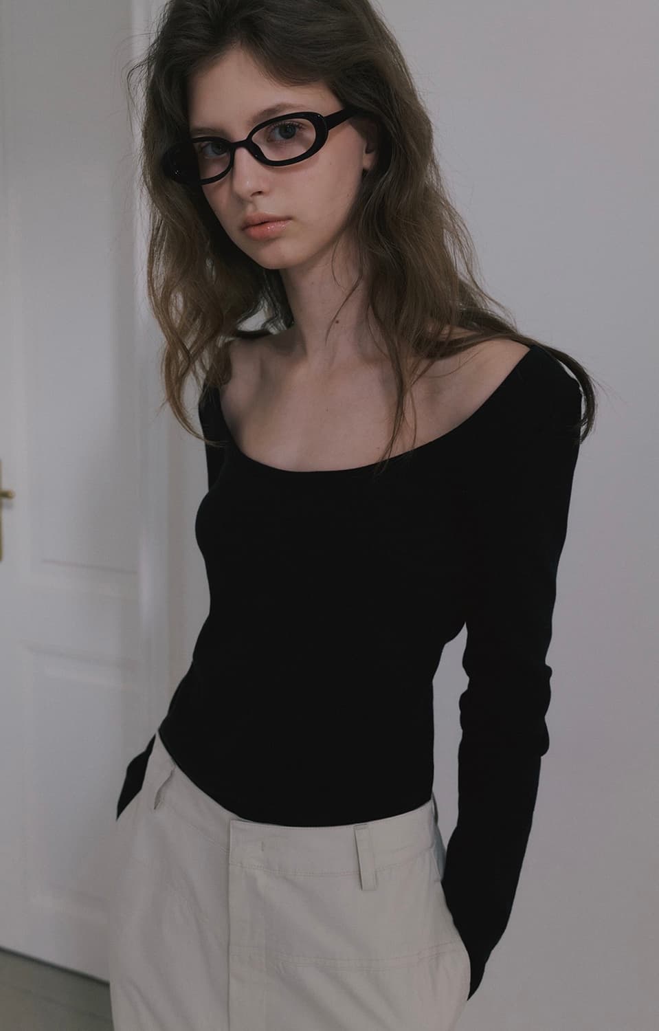 (새상품) 오버듀플레어 스쿱넥 티셔츠 블랙 상품이미지1