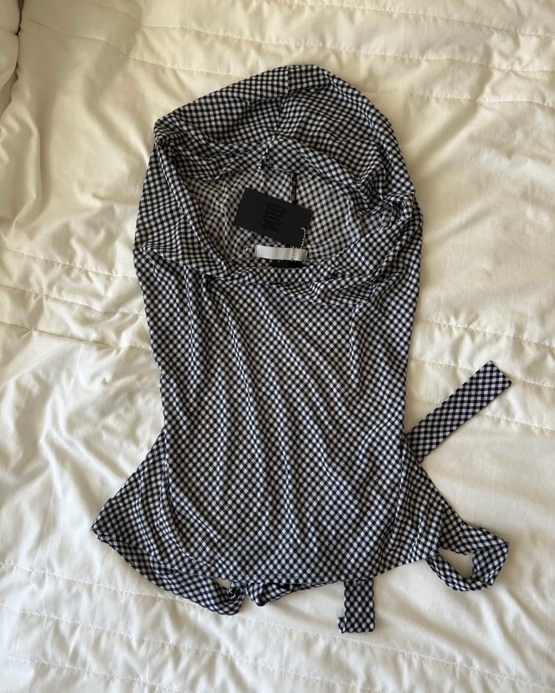 [새상품] 0104 백리스 홀터 후디_ 블랙체크 상품이미지3