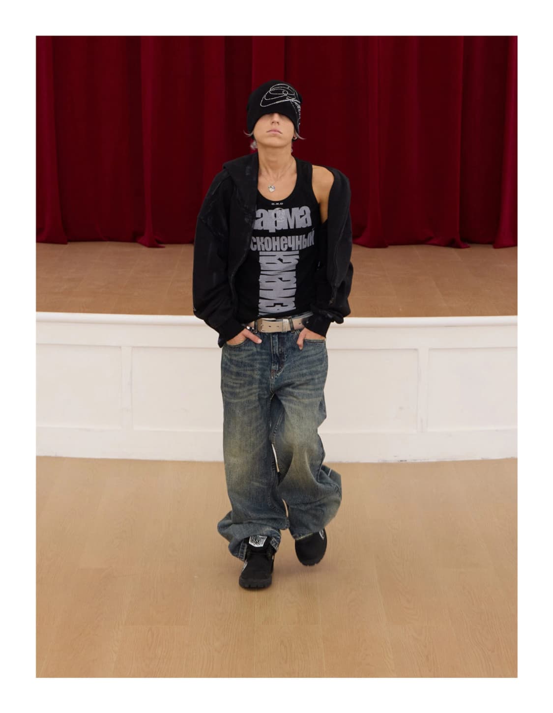 Rhinestone Distressed Wide Denim 상품이미지7