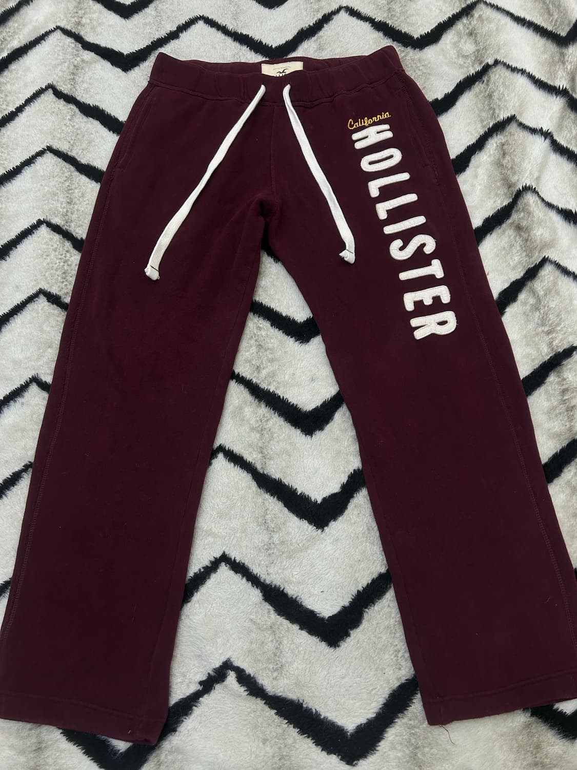 [M]홀리스터 스펠아웃 트레이닝 팬츠/버건디/기모 상품이미지2