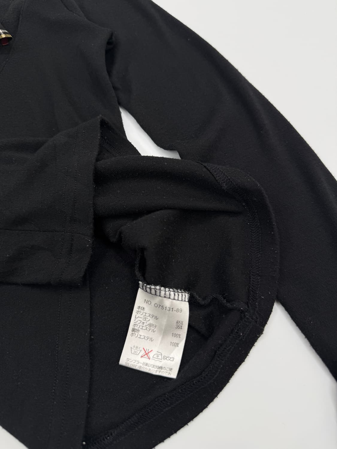 빈티지 ELVENCE 블랙 체크 리본 긴팔티 상품이미지4