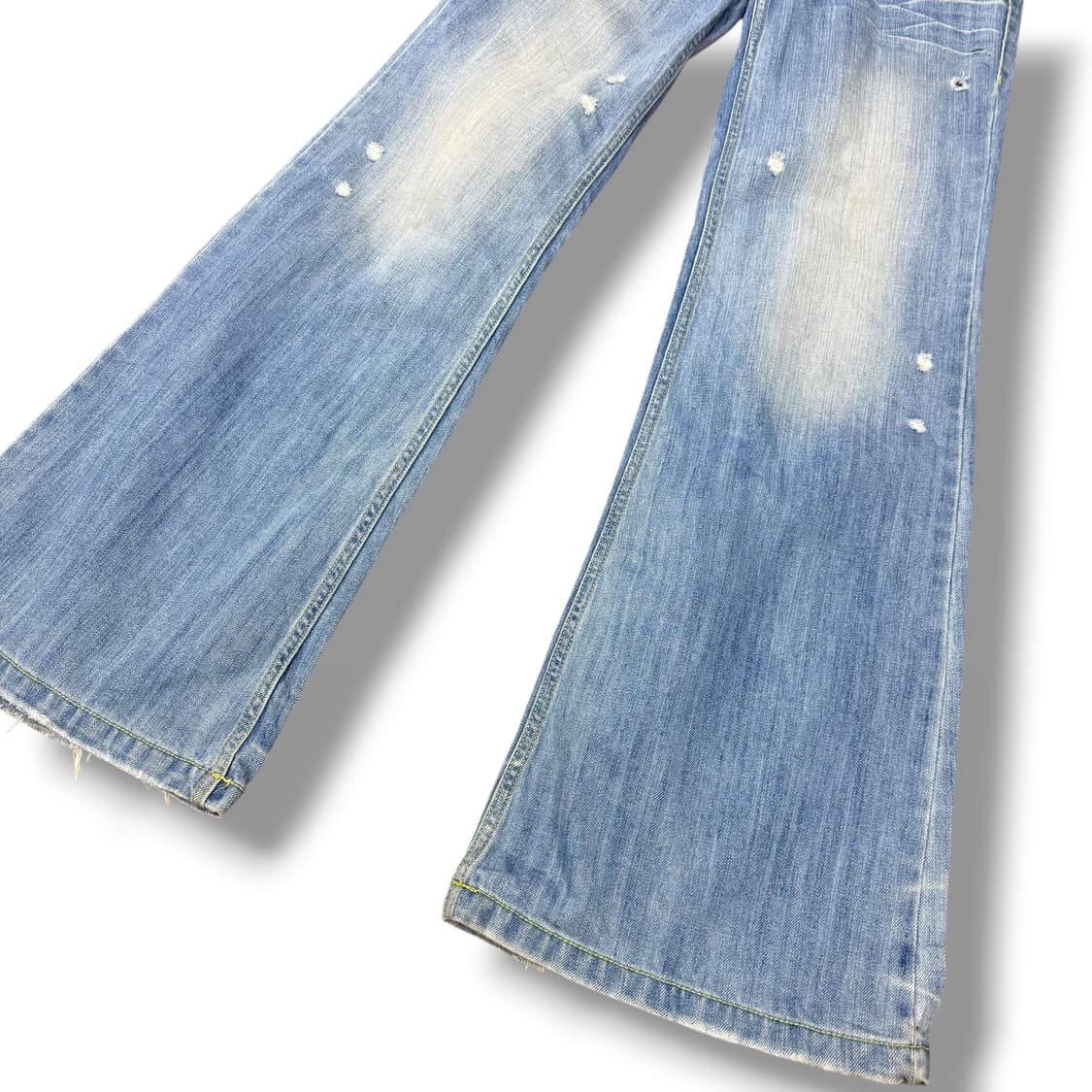 JPN 스터드 데미지 연청 데님 부츠컷팬츠 플레어팬츠 상품이미지4
