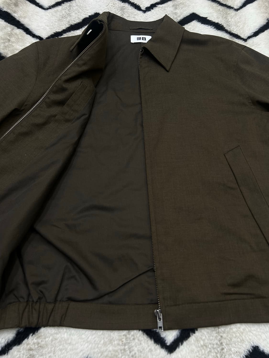 [L]유니클로U 집업 블루종/브라운 상품이미지3