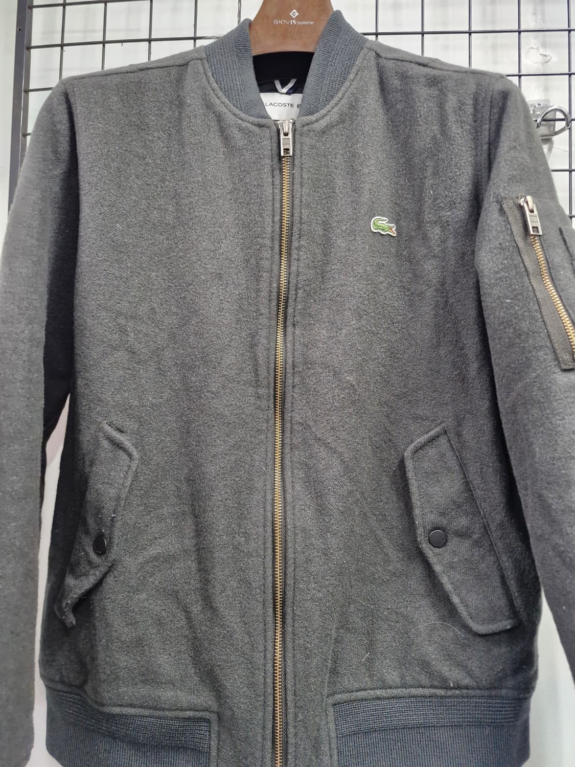 95-100L 라코스테 울 폴리에스터 봄버 자켓 카키. 상품이미지5