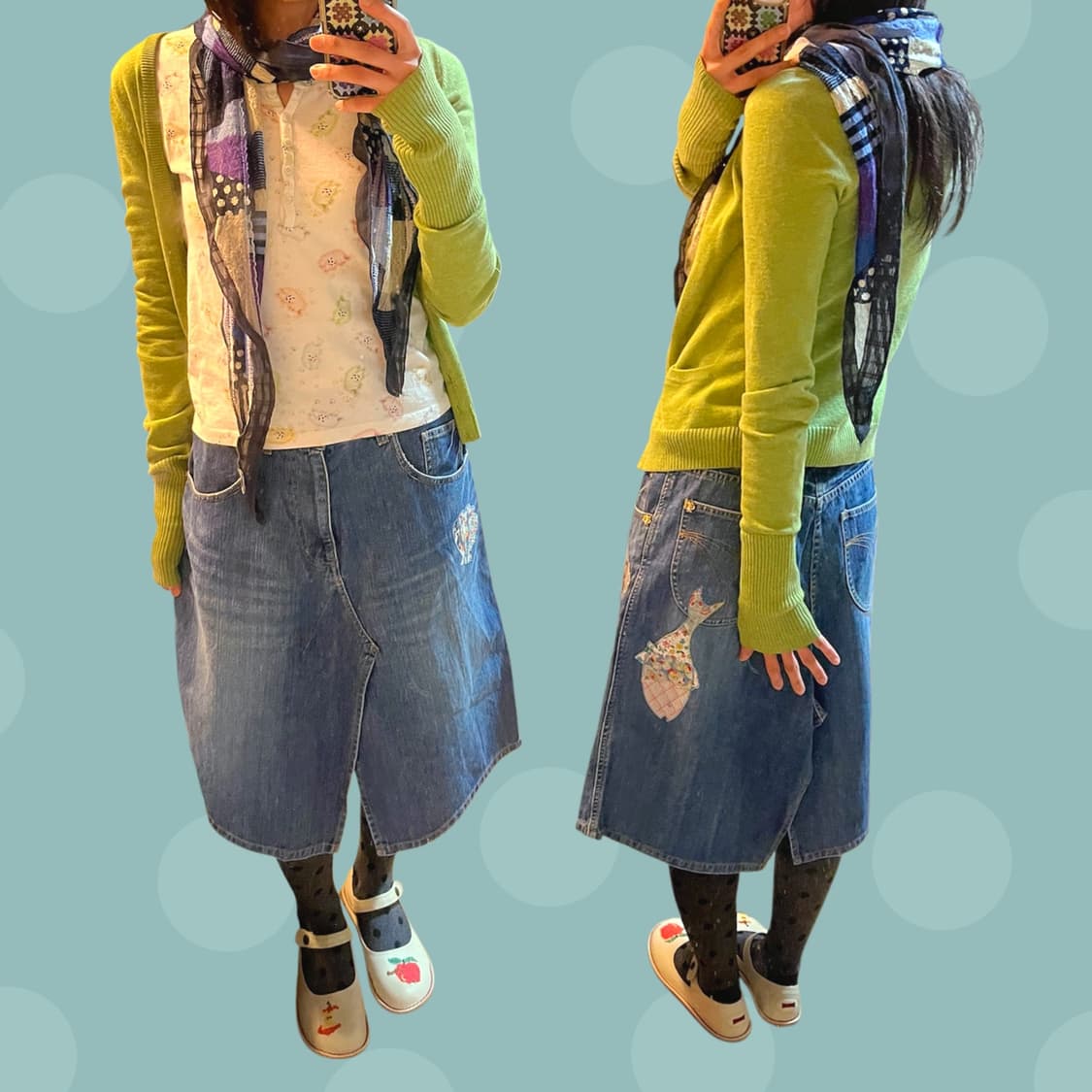 츠모리 치사토 빈티지 모리걸 패치워크 스커트 상품이미지2