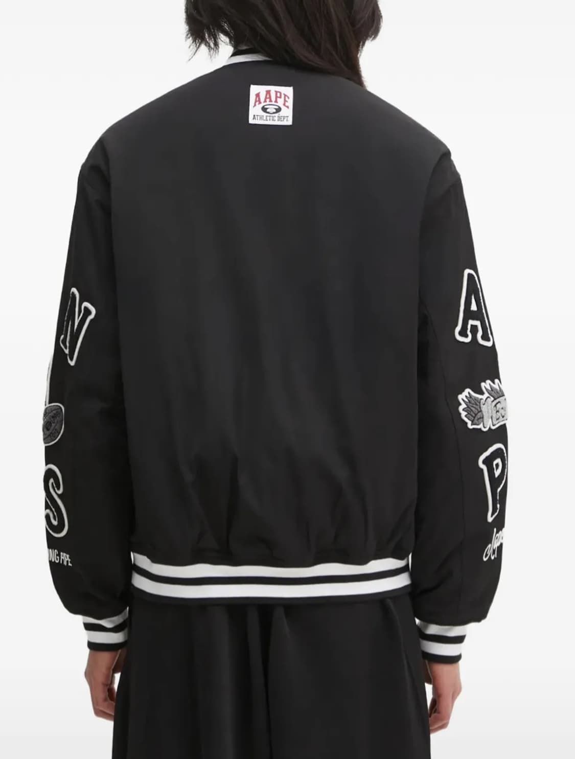 aape 에이프 베이스 문페이스 베이스볼 메인 자켓 바시티 스타디움 블랙 상품이미지6