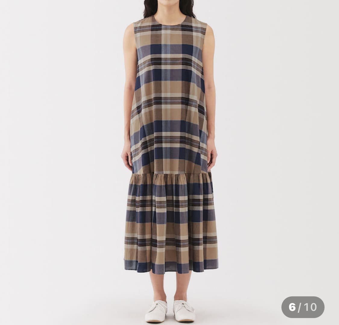 무인양품 체크 원피스 상품이미지2
