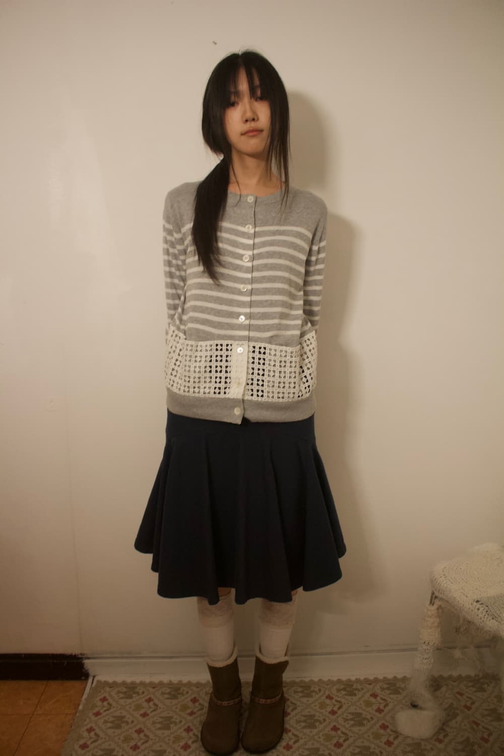 net pocket stripe cardigan 상품이미지1